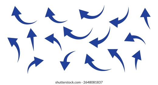 Conjunto de ícone de seta de curva azul longa vetor . ícone de seta de curva azul conjunto. ícone de seta longa conjunto. seta curva vetor ilustração. 