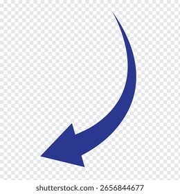 Conjunto de iconos de flecha de curva azul larga. conjunto de iconos de flecha de curva azul. conjunto de Vectores de flecha larga. Ilustración vectorial. Flecha de curva de Variedad EPS 10
