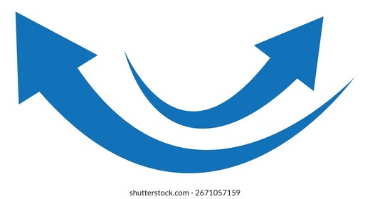 Set long blue curve arrow icon vector . blue curve arrow icon set. long arrow icon set. Set of curved arrows  Curved arrows, hand drawn curved arrows. Flat style arrow icon for your website, design. 