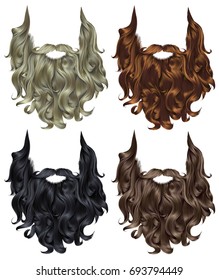 set long curly  beard and mustache different colors.
