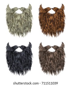 set long curly  beard and mustache different colors.