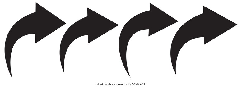 Conjunto de icono de flecha de curva larga. conjunto de iconos de flecha de curva negra. conjunto de Vectores de flecha larga . 