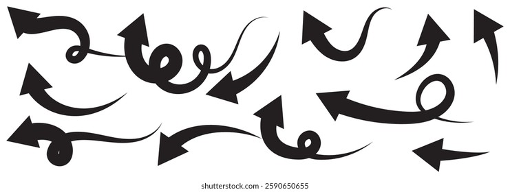 Set of long curve arrow icon vector . blue curve arrow icon set. long arrow icon set. curve arrow vector illustration. 1176
