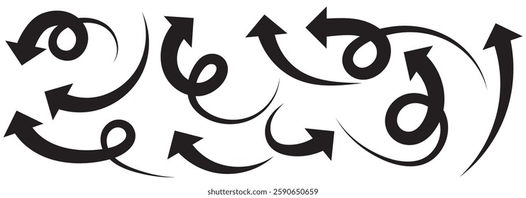 Set of long curve arrow icon vector . blue curve arrow icon set. long arrow icon set. curve arrow vector illustration. 1176
