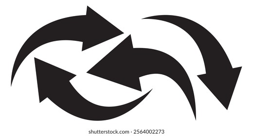 Set of long curve black arrow icon vector . Black curve arrow icon set. long arrow icon set. curve arrow vector illustration.