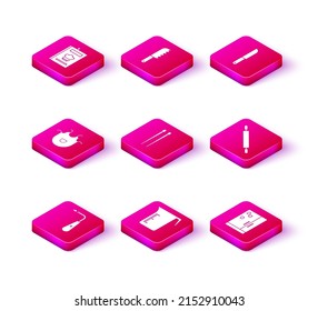 Set Long electric lighter, Measuring cup, Kitchen apron, Food chopsticks, Refrigerator, Rolling pin, Knife and Bread knife icon. Vector