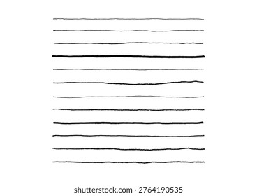 A set of long, hand-drawn straight lines written with pens of various thicknesses (black)