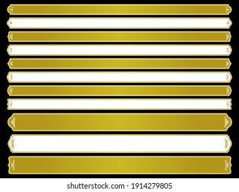 A set of long horizontal frames for one line of European classic style shape and small decorative icons for headlines (gold)