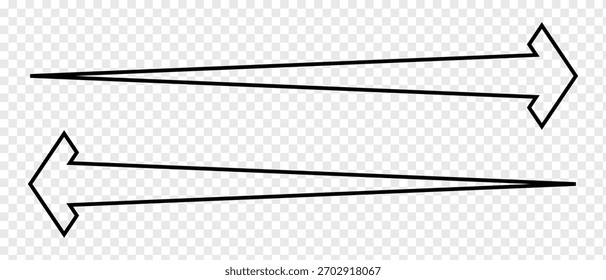 Satz aus langem Symbol, Pfeilsymbol, langem Pfeilsymbol nach oben und unten.