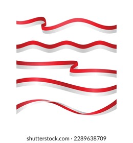 set of long indonesia waving flag illustration vector