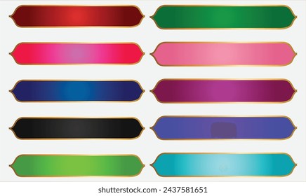 Set Of Long Islamic Text Box, Shapes , Colorful