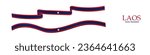 Set of Long Laos Flag ribbons isolated on white background. 3d Laotian Flags. Long Lao flag streamers. Vector Illustration. 