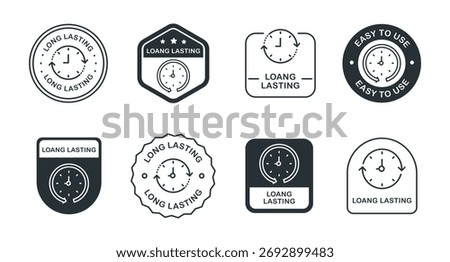 Set of long lasting icons with clocks and timers in various designs.