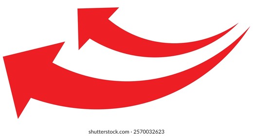 Set long Red curve arrow icon vector . Red curve arrow icon set. long arrow icon set. curve arrow vector illustration.