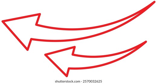 Set long Red curve arrow icon vector . Red curve arrow icon set. long arrow icon set. curve arrow vector illustration.