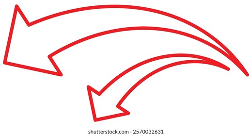 Set long Red curve arrow icon vector . Red curve arrow icon set. long arrow icon set. curve arrow vector illustration.