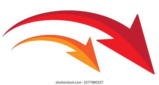 Set long Red curve arrow icon vector . blue curve arrow icon set. long arrow icon set. curve arrow vector illustration.