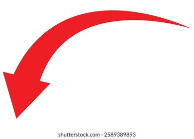 Set long red curve arrow icon vector on white background. flat style. arrow icon for your web site design, logo, app, UI. curved arrow sign. Vector illustration. eps10