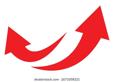 Set long Red curve arrow icon vector . Red curve arrow icon set. long arrow icon set. Set of curved arrows  Curved arrows, hand drawn curved arrows. Flat style arrow icon for your website, design. 