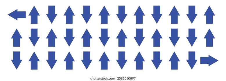 Set long and Short blue curve arrow icon vector . blue curve arrow icon set. long arrow icon set. curve arrow vector illustration.