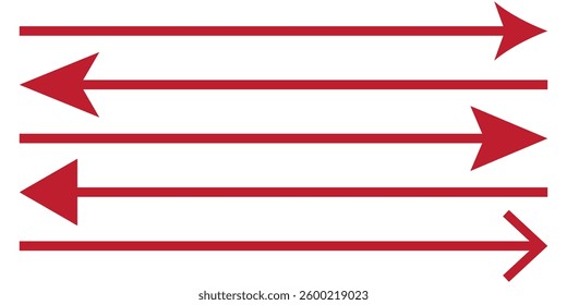 Set of long straight vector arrows