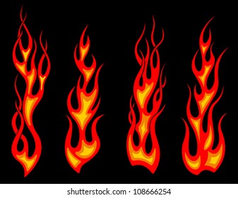 Set of long tribal fire flames for tattoo drawing as a logo. Jpeg version also available in gallery
