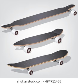 Set longboards and skateboards, cruiser