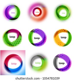 Loop-Set, unendliche Business-Icons, abstraktes Konzept mit transparenten Formen und unscharfen Effekten. Vektorgrafik