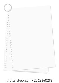 A set of loose-leaf paper bound with a card ring, plain paper