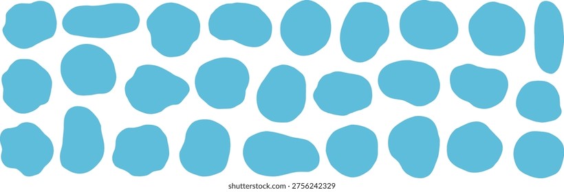 A set of loosely framed vector illustrations. Frames, fluid shapes, ellipses, curves.