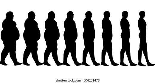 Set  losing weight men, the concept of a healthy lifestyle, template for weight loss, vector