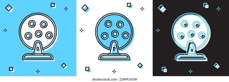Set Lottery machine with lottery balls inside icon isolated on blue and white, black background. Lotto bingo game of luck concept. Wheel drum leisure.  Vector