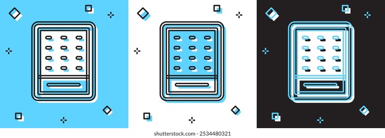 Conjunto de icono de boleto de lotería aislado en azul y blanco, fondo negro. Bingo, lotería, premios en efectivo. Éxito financiero, prosperidad, victoria, ganancias y suerte.  Vector