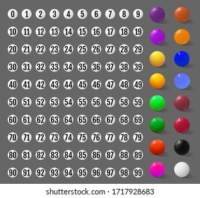 Set of lotto balls and numbers to them. Vector