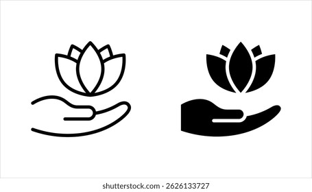 Set of lotus flower icons. Can be used web and mobile for yoga meditation, vector illustration on white background