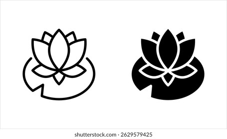 Set of lotus flower icons. Can be used web and mobile for yoga meditation, vector illustration on white background