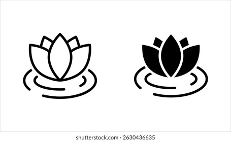 Set of lotus flower icons. Can be used web and mobile for yoga meditation, vector illustration on white background