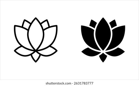 Set of lotus flower icons. Can be used web and mobile for yoga meditation, vector illustration on white background