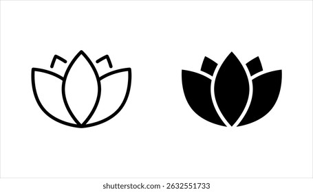 Set of lotus flower icons. Can be used web and mobile for yoga meditation, vector illustration on white background