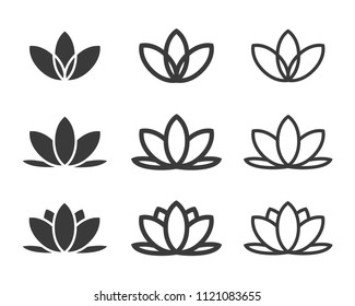 Set of lotus flower icons vector