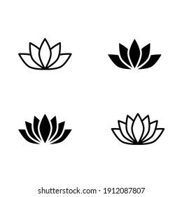 Set of lotus flower icons vector. Can be used web and mobile for yoga meditation logo. Vector floral labels for Wellness industry.