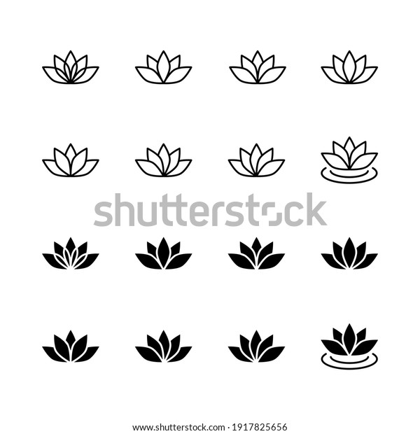 Set Lotus Flower Icons Vector Can Stock Vector Royalty Free 1917825656 Shutterstock 8088