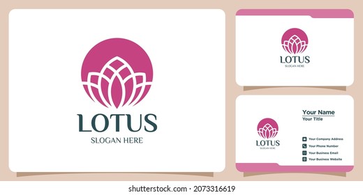 set of lotus flower logos and business cards