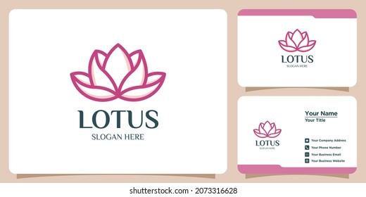 set of lotus flower logos and business cards