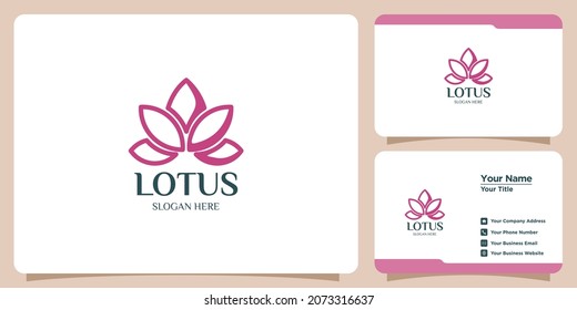 set of lotus flower logos and business cards