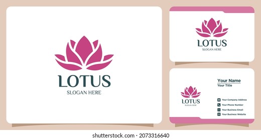 set of lotus flower logos and business cards