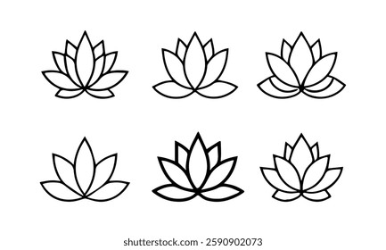Set of Lotus Flower Vector EPS. Lotus Icon