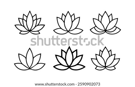 Set of Lotus Flower Vector EPS. Lotus Icon