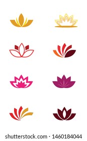 set lotus flower vector icon