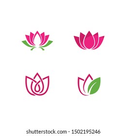 Set of Lotus flowers logo Template Vector 